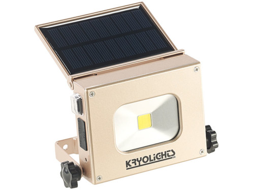 batterie d'appoint usb avec chargeur solaire et projecteur led 10w intégré kryolights