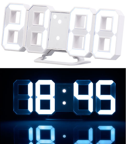 DEL Digital Temps Horloge Murale Avec Pir Capteur Mouvement Nuit Lampe Horloge UK 