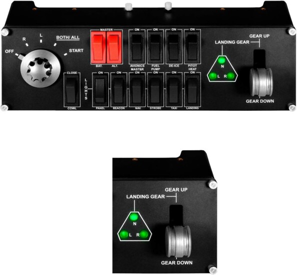 Panneau de commandes de vol avec interrupteurs et molettes