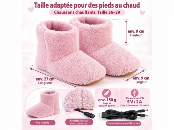 Paire de chaussons roses de face sur fond blanc