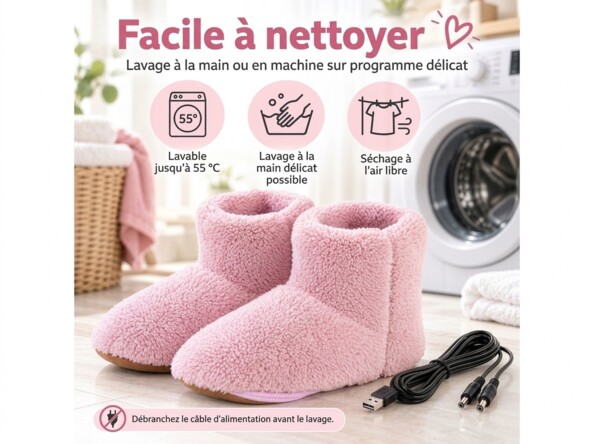 Chaussons portés au sol vu de dessus avec le câble vers larrière