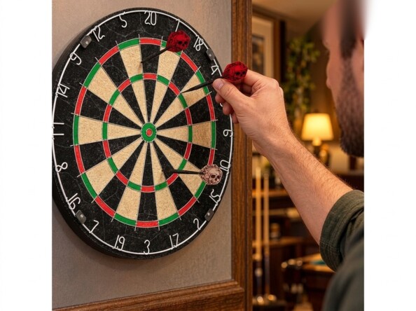Jeu de fléchettes Ø 45 cm avec cible et 6 fléchettes avec pointes acier