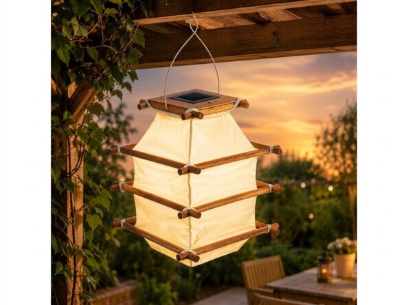 Gros plan de la lanterne solaire à structure hexagonale