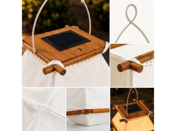 Six angles de la lanterne solaire de style japonais