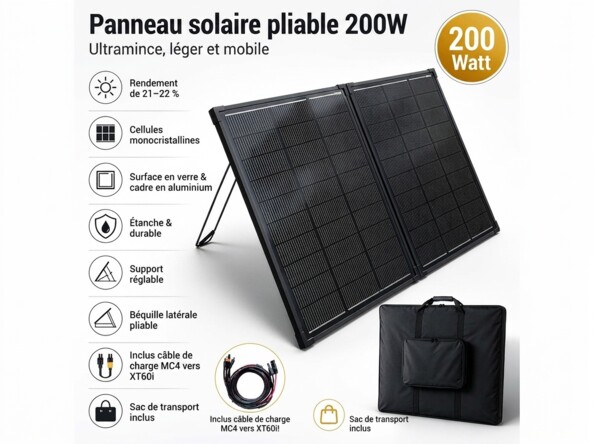 Visuel du panneau solaire pliable pour camping-car et bateau