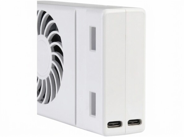 Vue de trois-quarts du ventilateur USB pour radiateur