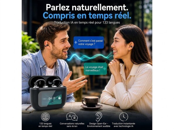 Ecouteurs bluetooth 6.0 avec traducteur IA instantané 133 langues