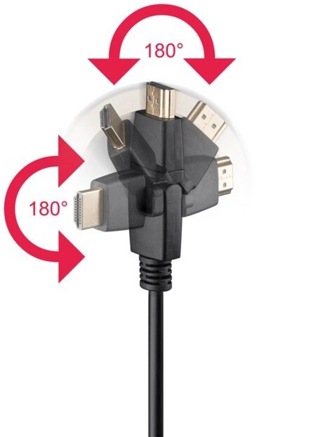 Câble HDMI 4K High Speed Ethernet avec connecteurs 360° - 3m Goobay