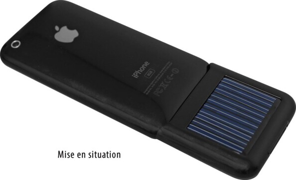 Chargeur solaire noir avec batterie pour iPhone