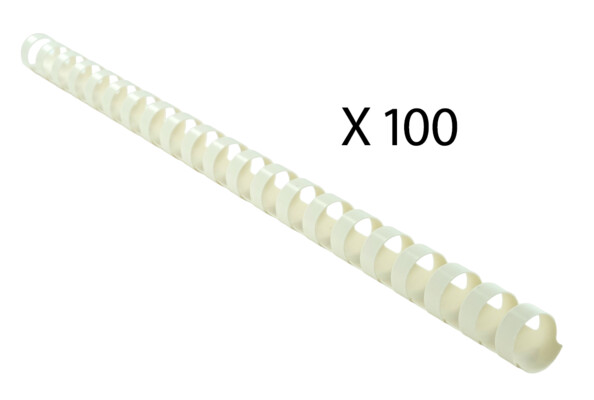 100 peignes de reliure format A4 - 8 mm - Blanc