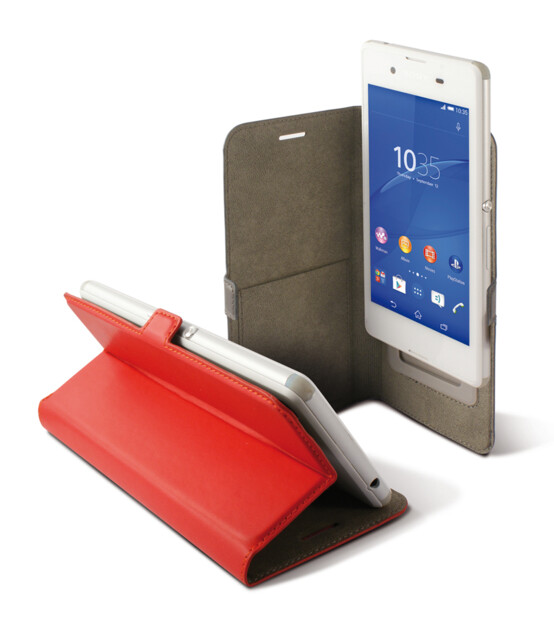 etui universel smartphone 6 pouces avec clapet folio et porte carte intérieur rouge Ksix