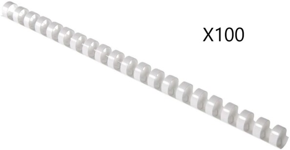 100 peignes de reliure format A4 - 14 mm - Blanc cassé