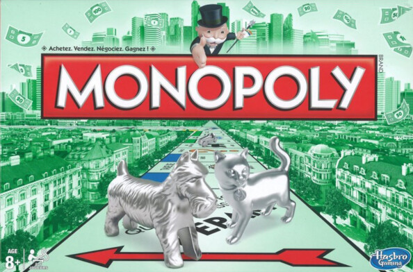 monopoly classique avec pions métal chien chat rues gares jeu famille