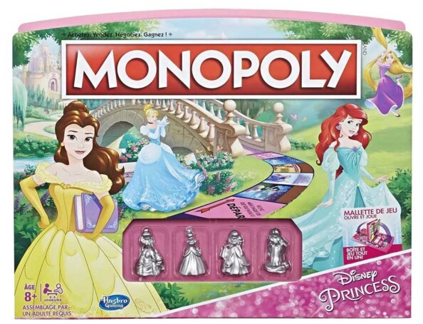 jeu de société pour fille monopoly princesses disney avec pions cendrillon belle ariel raiponce
