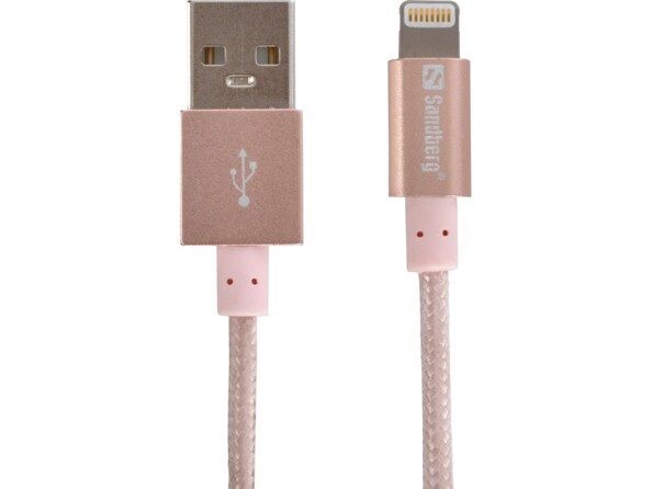 Câble USB compatible Lightning Sandberg Excellence - 1 m rose