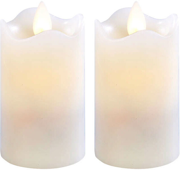 2 bougies à LED scintillante, cire véritable - 7,5 cm