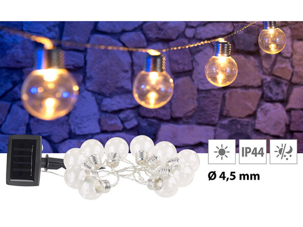Guirlande lumineuse Solaire à LED design ampoule classique 180cm, Guirlandes