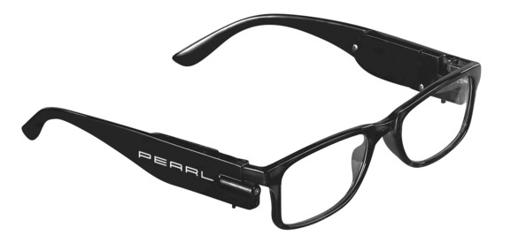 lunettes de lecture mixtes noires avec mini lampes LED et verres sans dioptrie avec batterie rechargeable