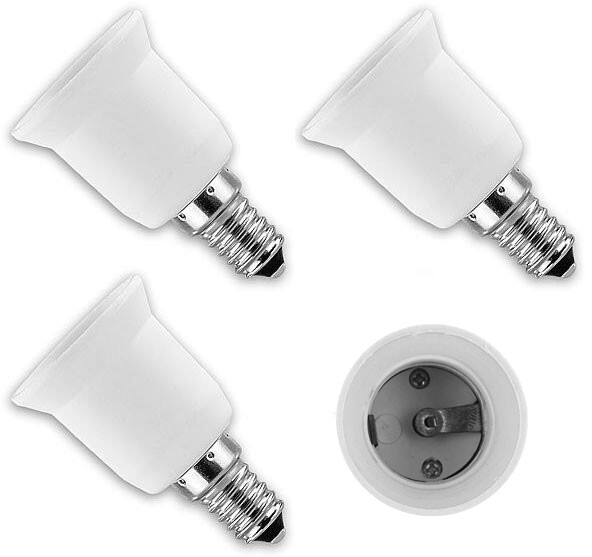 Lot de 4 adaptateurs d'ampoules sur culots E27 / E14 / Gu10, Accessoires  pour ampoules