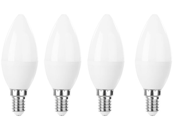 Pack de 4 ampoules LED E14 format bougie Luminea.