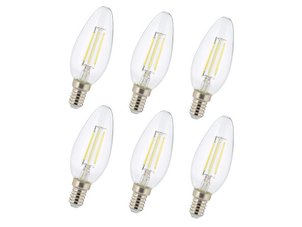 6 ampoules bougie LED à filament E14 4 W - Blanc