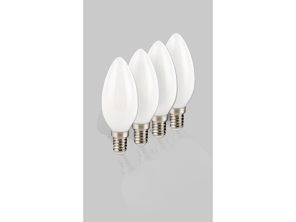 4 ampoules bougie à LED SMD - E14 - 3W - blanc chaud
