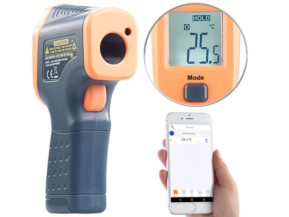 Thermomètre infrarouge professionnel avec bluetooth et pointeur laser