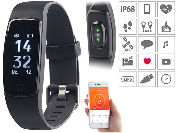 Montre connectée Smart Bracelet de contrôle de fréquence Cardiaque étanche  Bluetooth Android Bracelet Compteur de Pas Suivi du Sommeil iOS Fitness  Tracker