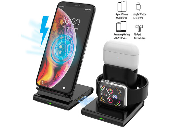 3 en 1 Station de Charge Sans Fil Support Qi Chargeur Induction pour Apple  Watch /Air Pods /iPhone samsung etc.