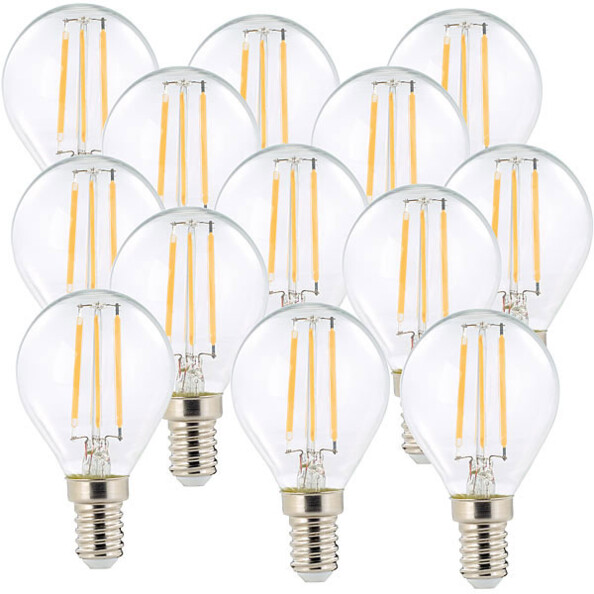 10 ampoules LED à filament - culot E14 - forme Goutte - Blanc chaud