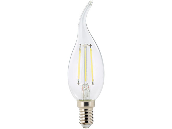Ampoule LED à filament - culot E14 - forme Flamme - Blanc