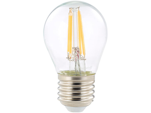 ampoule led a filament design retro avec eclairage 360 forme goutte g45 culot e27 luminea version blanc chaud