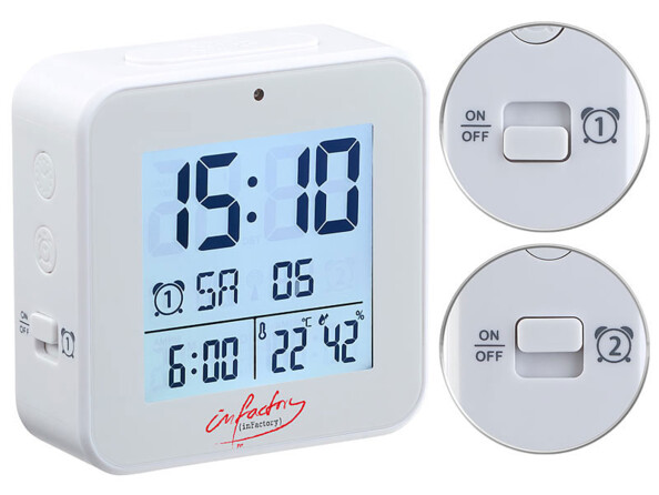 Mini Réveil digital de Voyage, rétroéclairé et avec Thermomètre, Réveils