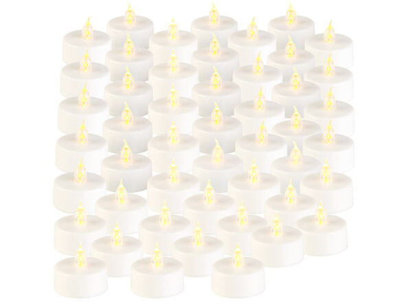 48 bougies plates à LED avec effet flamme vacillante