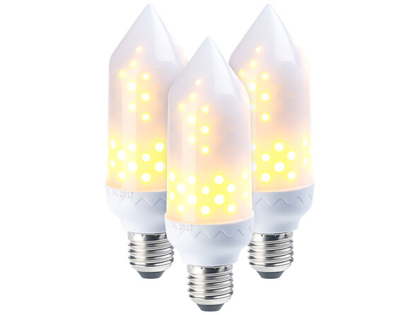 3 ampoules LED effet flamme E27 / 5 W / 304 lm / A+