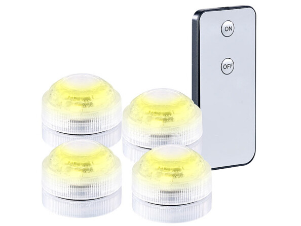 Set de 4 mini lampes immersibles à LED Blanc avec télécommande - 30 mm