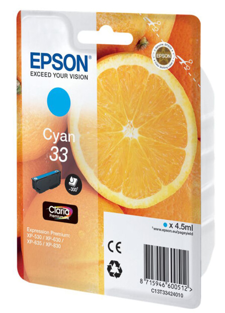 Cartouche originale Epson N°33 Orange Série - Cyan