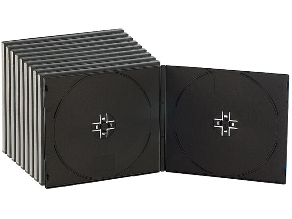 10 Boîtiers range-CD doubles ultra-fins 7mm - noirs