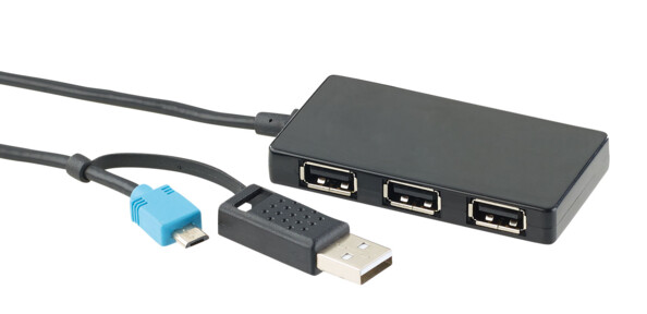 mini hub triple usb otg avec port USB et micro USB OTG pour smartphones
