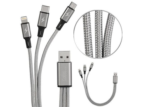 âble de chargement 3 en 1 compatible Micro-USB / USB-C / Lightning 30 cm reconditionné de la marque Callstel