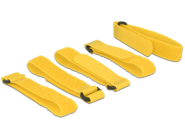 pack de 5 bande scrach jaune 300 mm 3 cm pour organisation et attache des cables