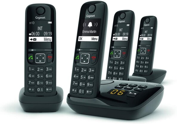 Téléphones fixes AS690A Quattro - 4 combinés - Avec répondeur - Noir (Reconditionné)