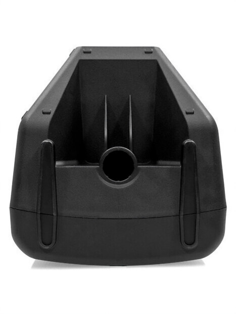 Vue du dessous de l'enceinte sono avec orifice de fixation pour barre de support et pieds de support