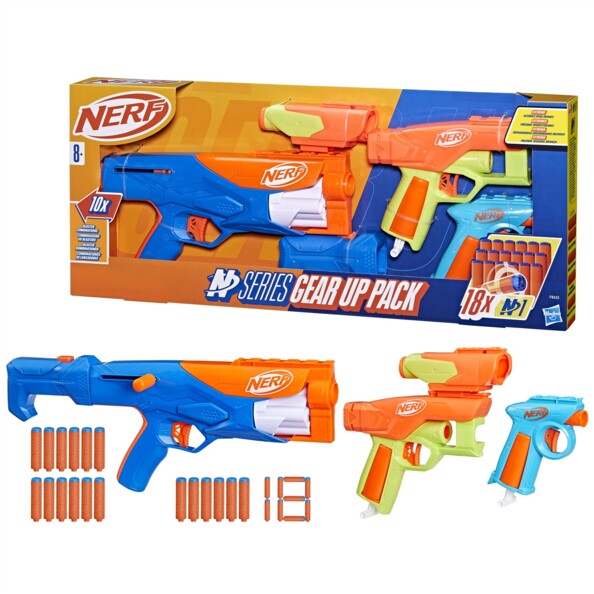 Emballage et contenu du pack 3 blasters Nerf N Series Gear Up