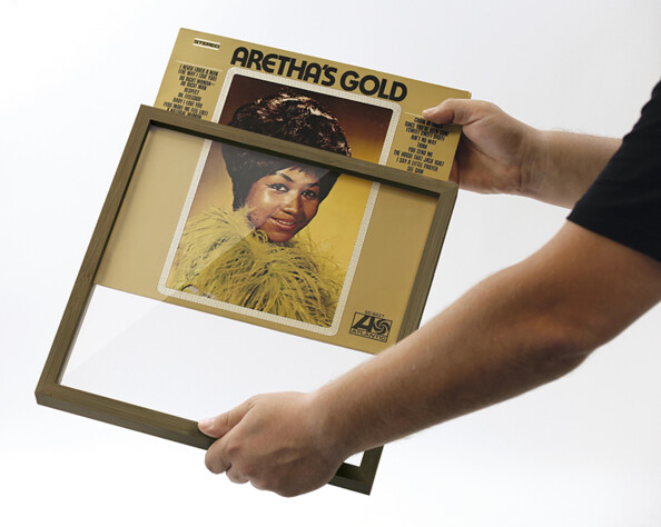 Cadre pour vinyles en bambou - Brun foncé