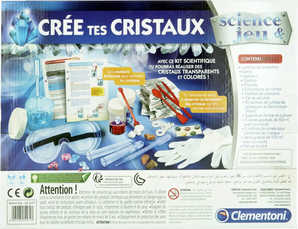 Kit scientifique Clementoni avec cristaux colorés à faire pousser