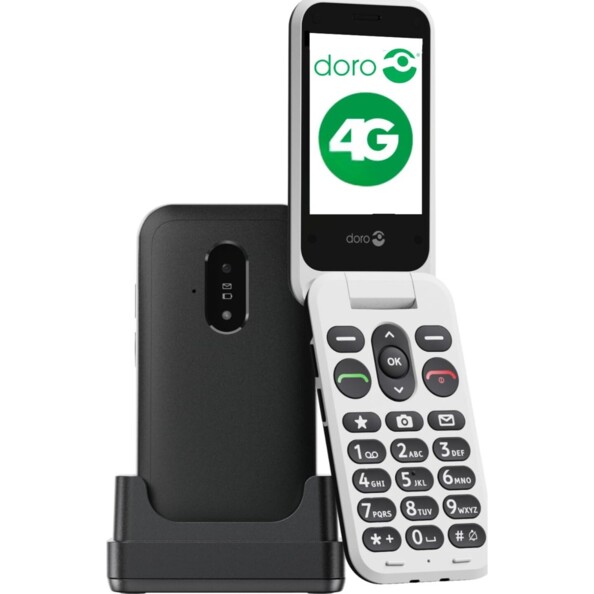 Téléphone portable sénior à clapet Leva E22 4G LTE - Noir/Blanc