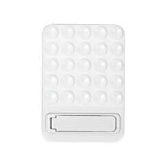 Support à ventouses en silicone avec pied intégré blanc pour smartphone