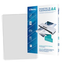 100 pochettes de plastification A4 -75 microns Waytex. Pour toutes plastifieuses