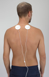 appareil electrostimulation ems à brancher sur smartphone micro usb 2 patchs pour massage muscles nomade Hydas